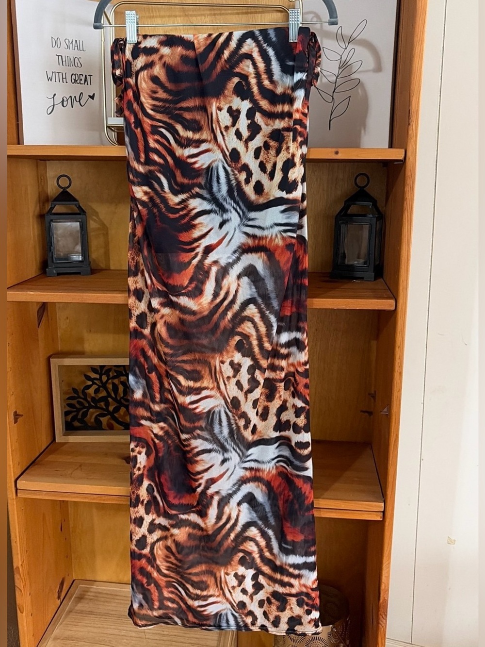 Boohoo Tiger Print Mesh Maxi Skirt Size 6 Y2K‎ Sheer - Picture 3 of 7